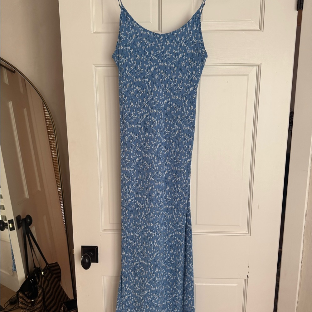 Reformation Blue and White Maxi Slip Dress EUC